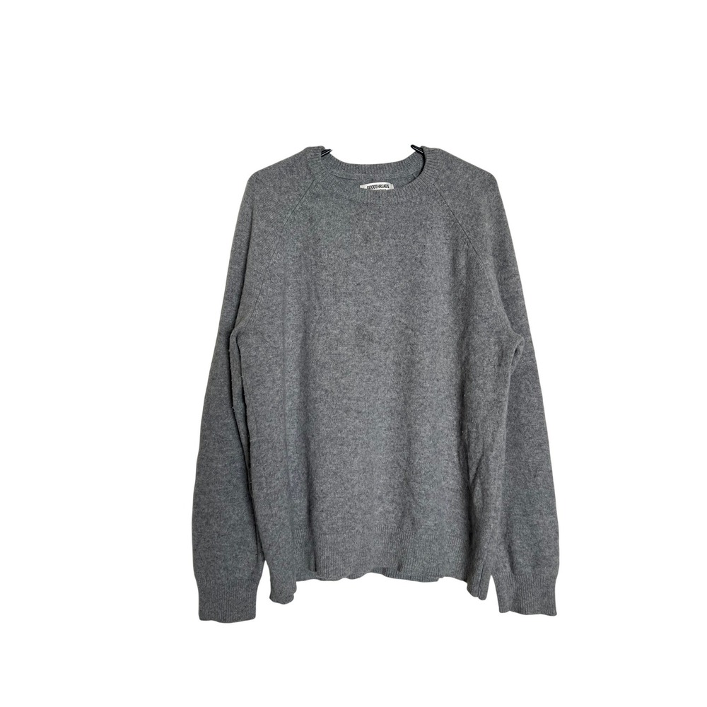 Goodthreads Mens 100% Lambswool Crewneck Sweater‎ Gray XL Raglan Sleeve Knit